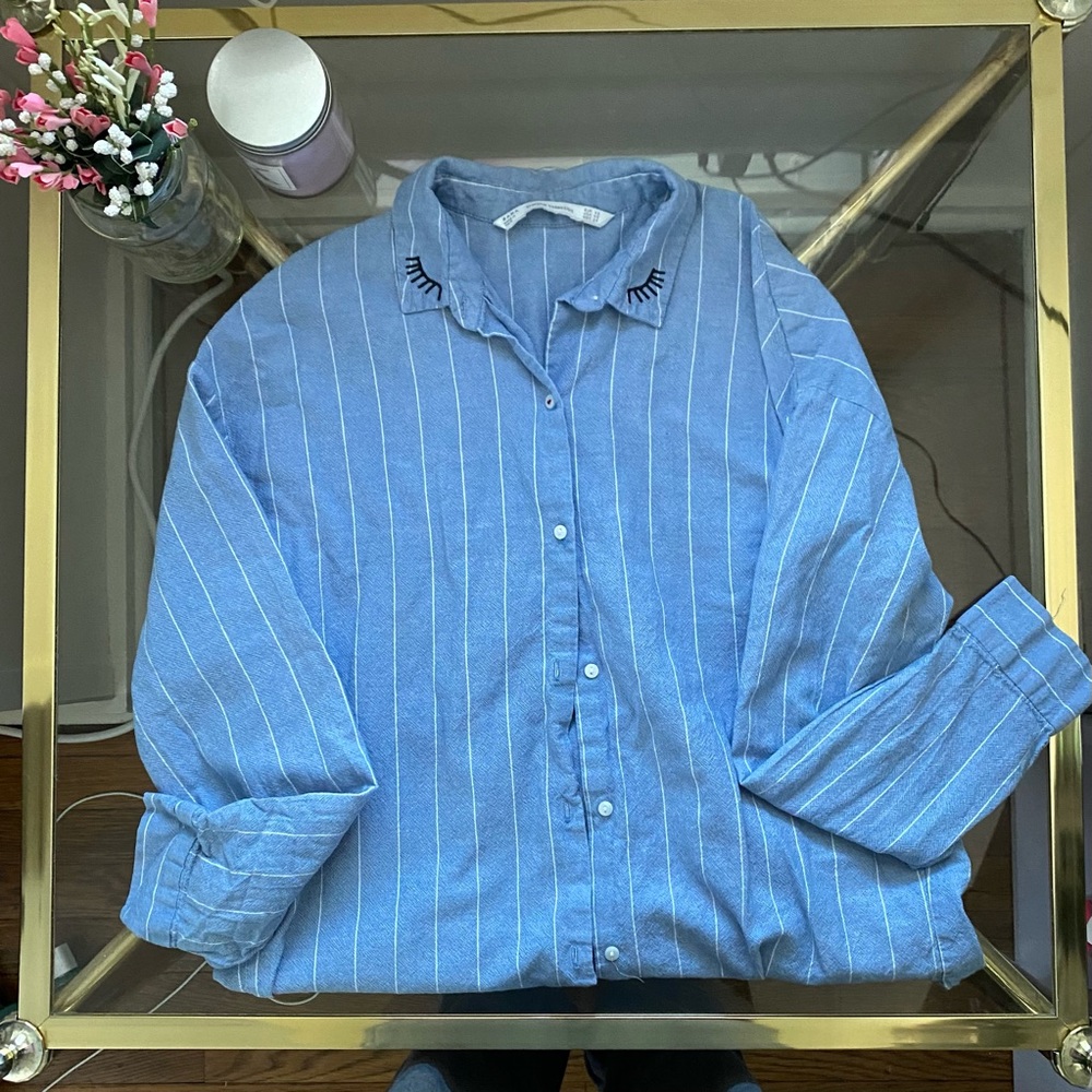 zara button down top
